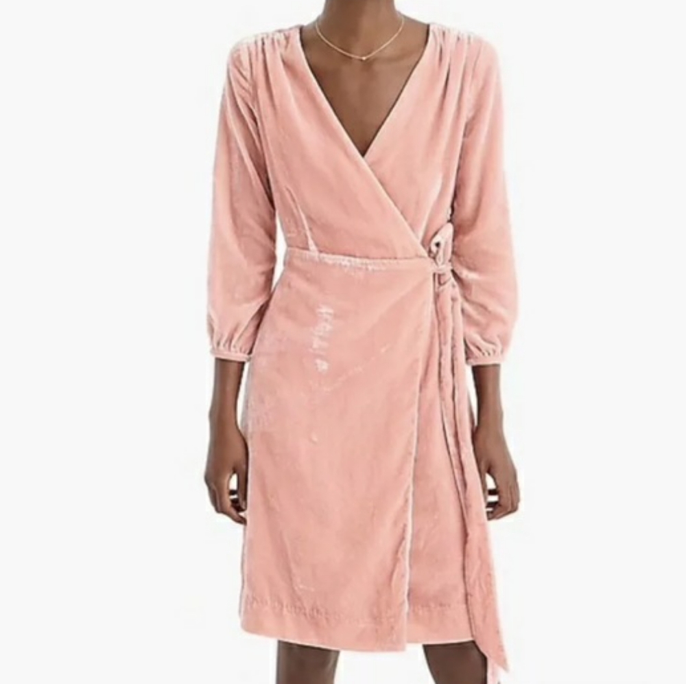 Pink Velvet Wrap Dress